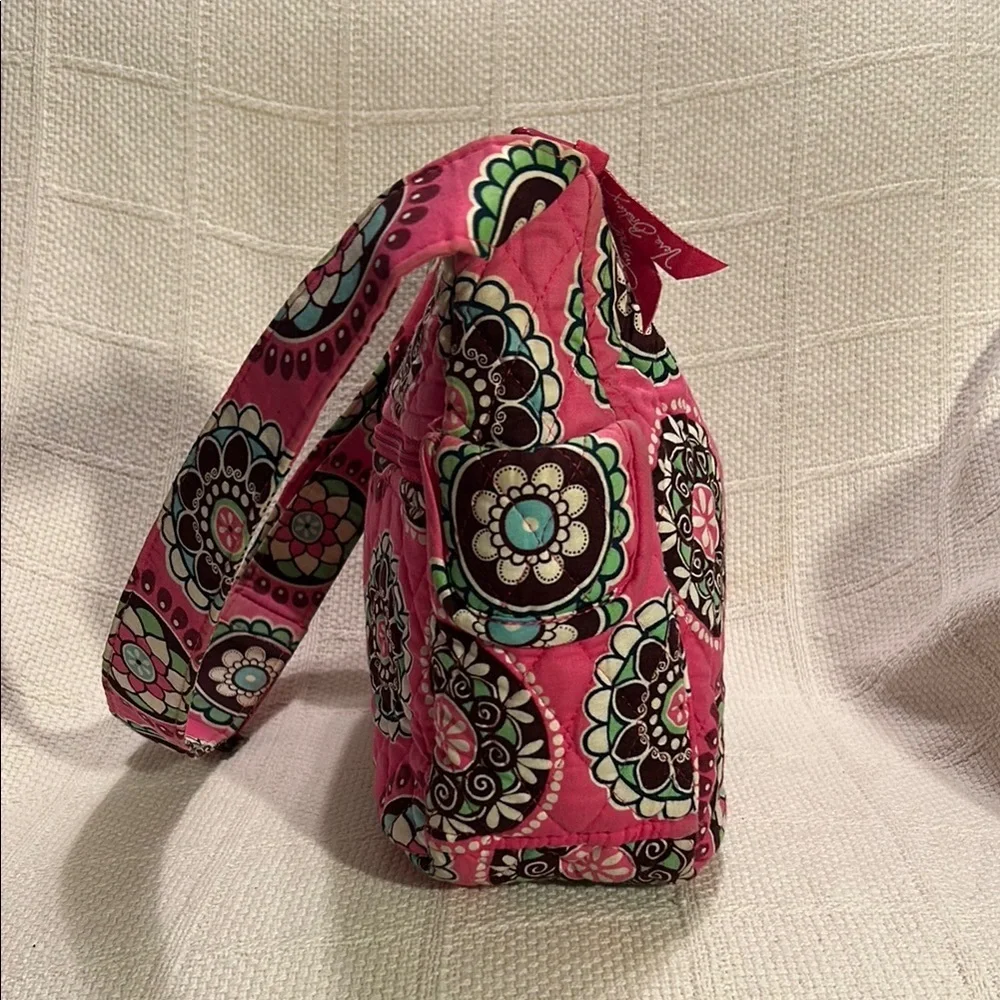 VERA BRADLEY Pink and Green Floral Shoulder Bag “Cupcakes Pink” Pattern